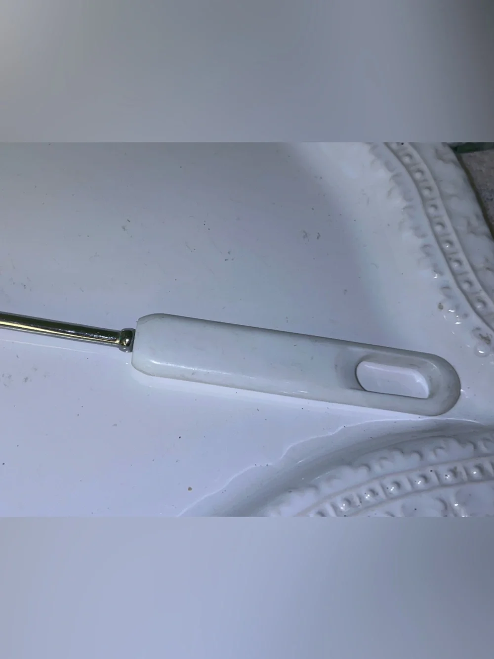 Vintage White Slotted Serving Spoon